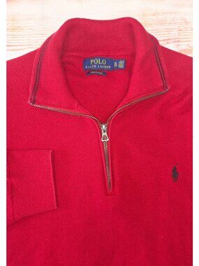 Polo Ralph Lauren Red Quarter-Zip Sweater SIze XL Pima Cotton